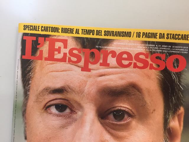 Copertina Espresso 18 agosto 2019